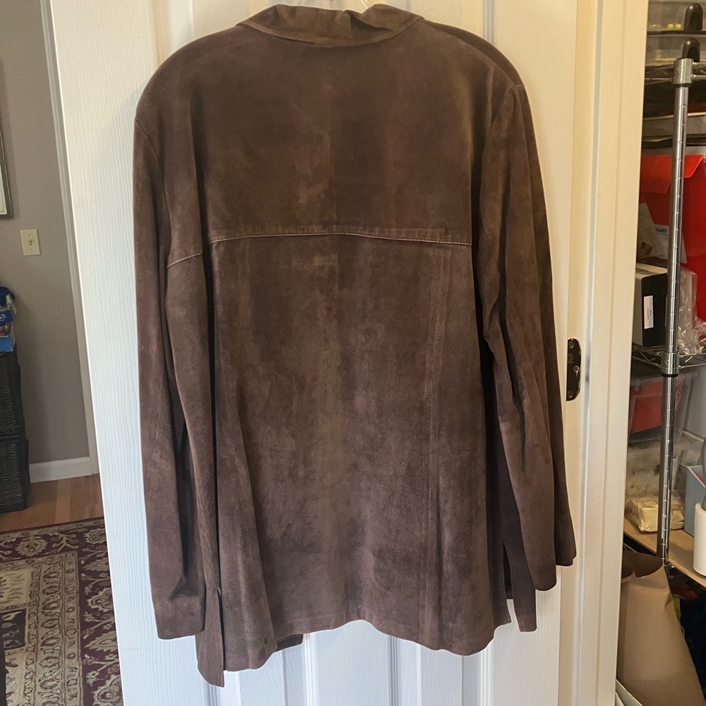 Liz Claiborne Collection Brown Suede Shirt Jacket Sz L - Picture 4 of 9